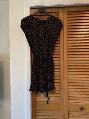 POPSUGAR Black Dress with Red Floral Print